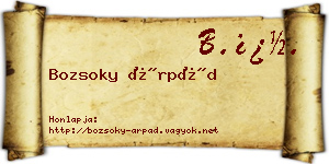 Bozsoky Árpád névjegykártya